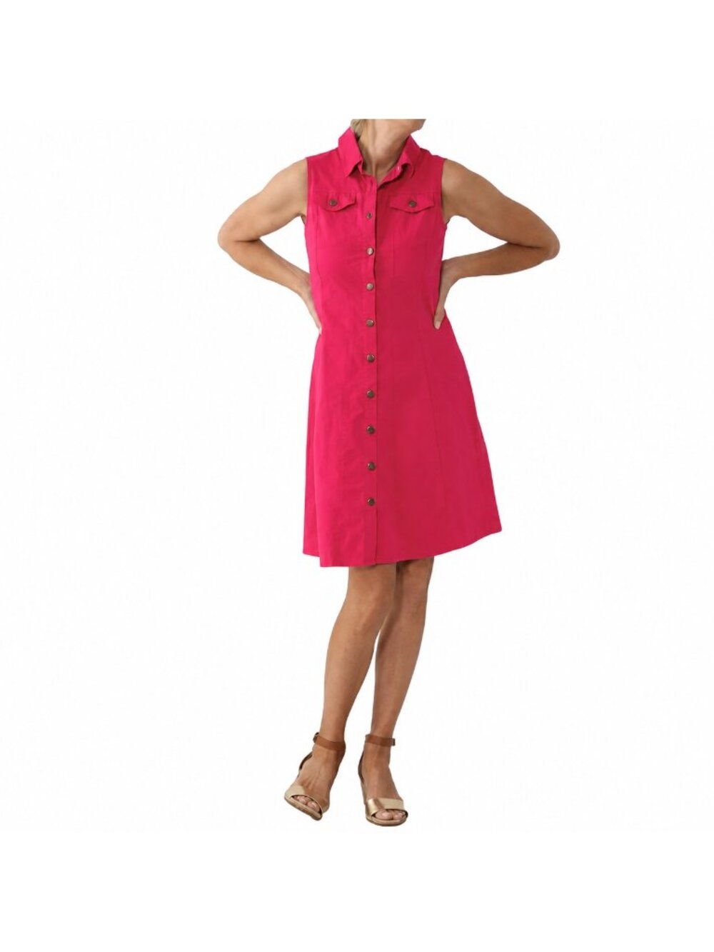 NEW Nina Leonard Sleeveless Button-Up Dress - XL